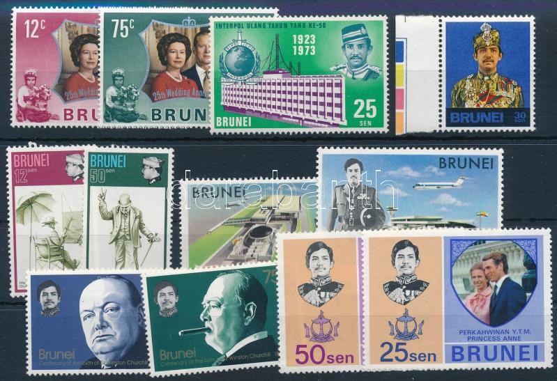 1972-1974 12 stamps, 1972-1974 12 db klf bélyeg, közte sorok stecklapon