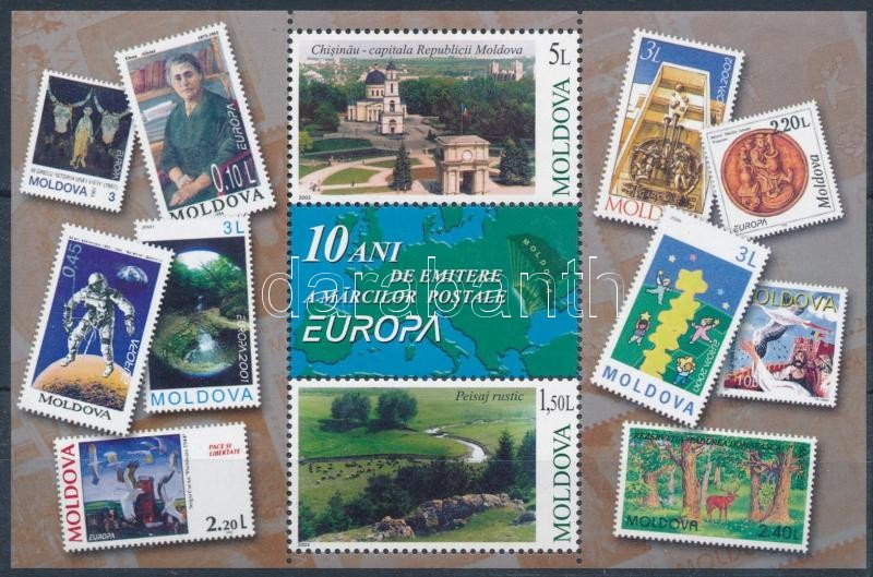 Europa CEPT stamp block, 10 éves a moldáv Europa CEPT bélyeg blokk
