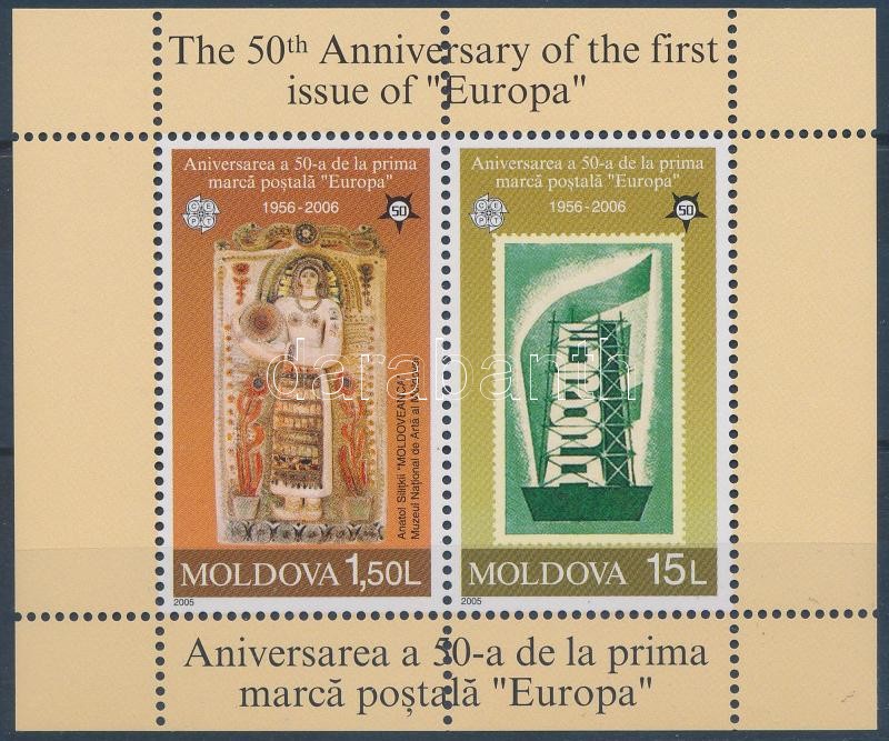 50 éves az Europa CEPT bélyeg blokk, The 50th Anniversary of the first issue of Europa stamp block