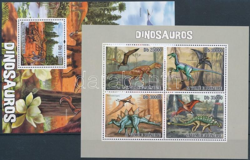 Prehistoric animals mini sheet + block, Prehisztorikus állatok kisív + blokk