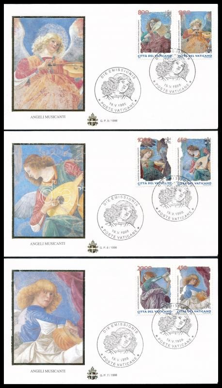 Zenélő angyalok sor 3 db FDC-n, Musical angels set 3 FDC