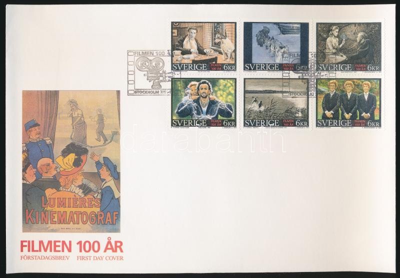 Movie block of 6 FDC, 100 éves a mozi hatostömb FDC-n