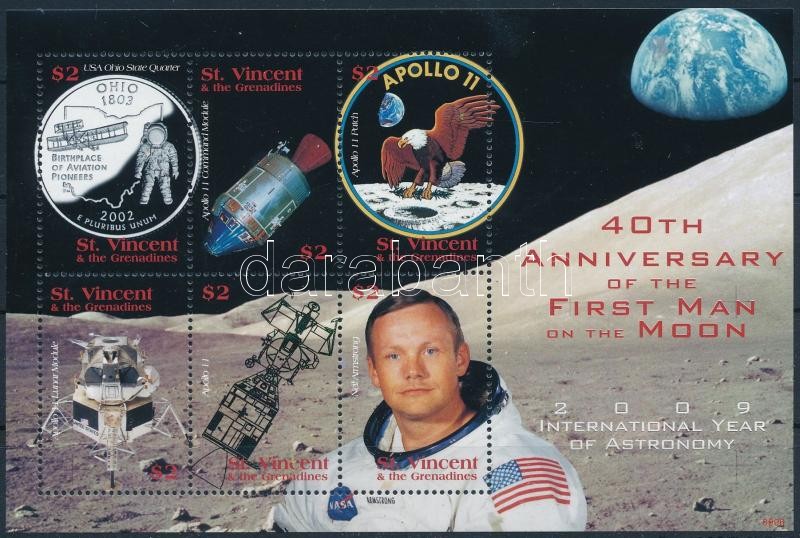 First man on the Moon mini sheet, 40 éve járt az első ember a Holdon kisív