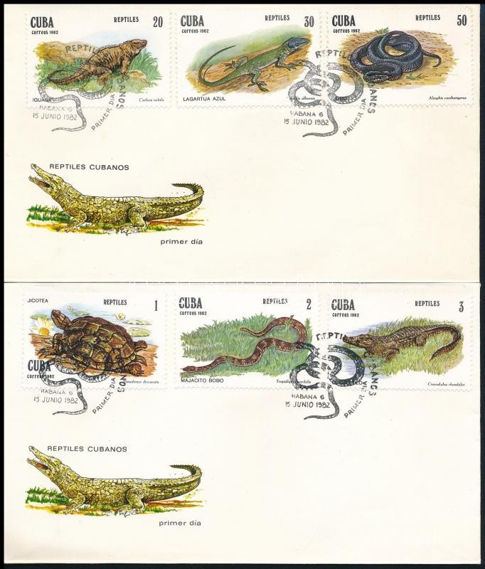 Hüllő sor 2 db FDC-n, Reptiles 2 FDC