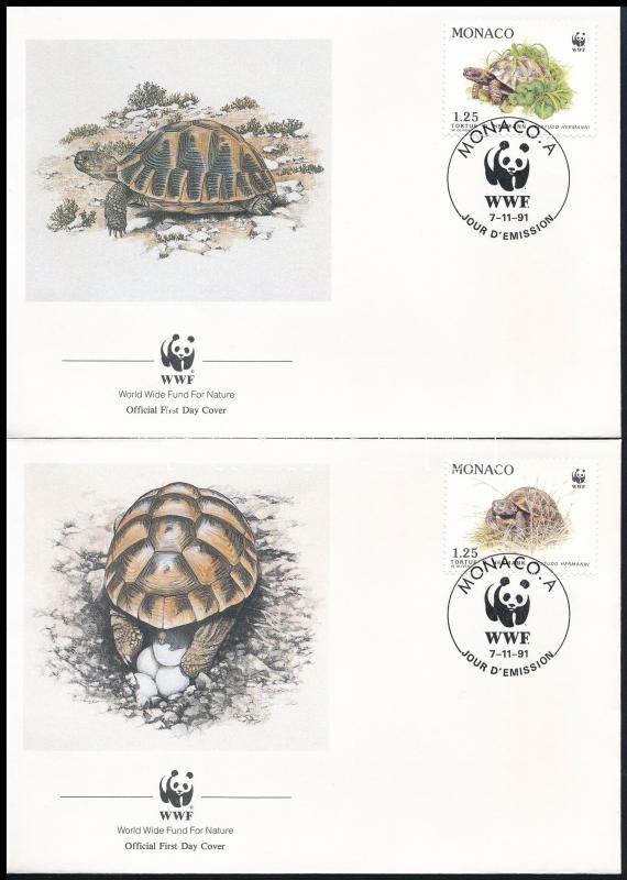 WWF Greek turtle set 4 FDC, WWF: Görög teknős sor 4 db FDC-n