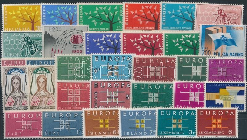 1962-1963 Europa CEPT 12 sets + 4 stamps, Europa CEPT motívum 1962-1963 12 klf sor + 4 önálló érték