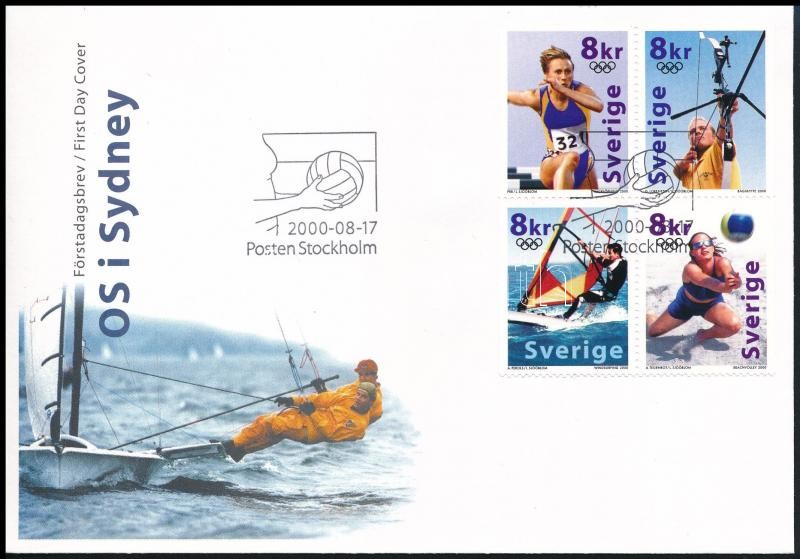 Summer Olympics block of 4 stamp-booklet, Nyári olimpia négyestömb FDC-n