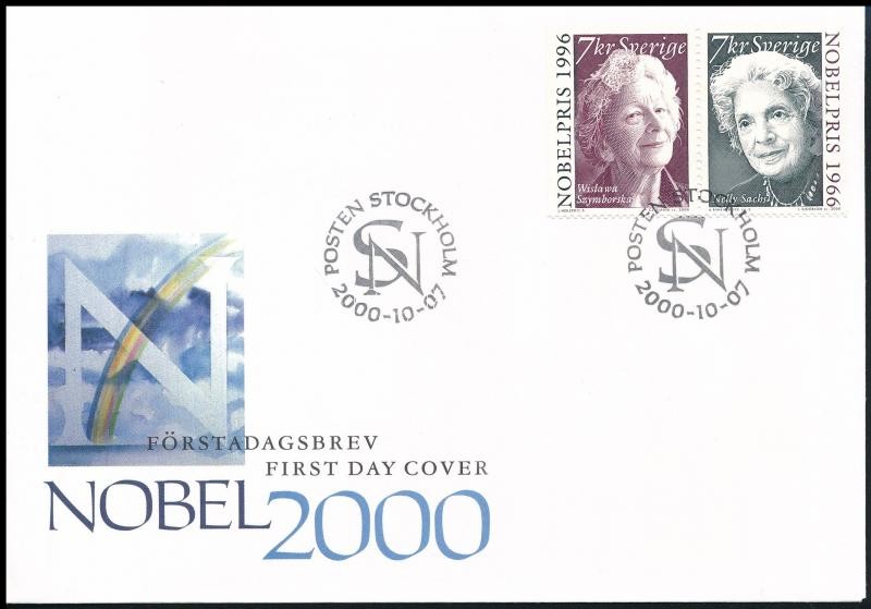 Nobel Prize stamp-booklet sheet FDC, Nobel-díj bélyegfüzetlap FDC-n