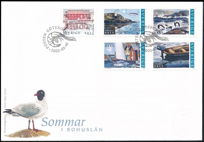 Nyár Bohuslän tartományban, öntapados bélyegek FDC-n, Summer in the province of Bohuslän, self-adhesive stamps on FDC