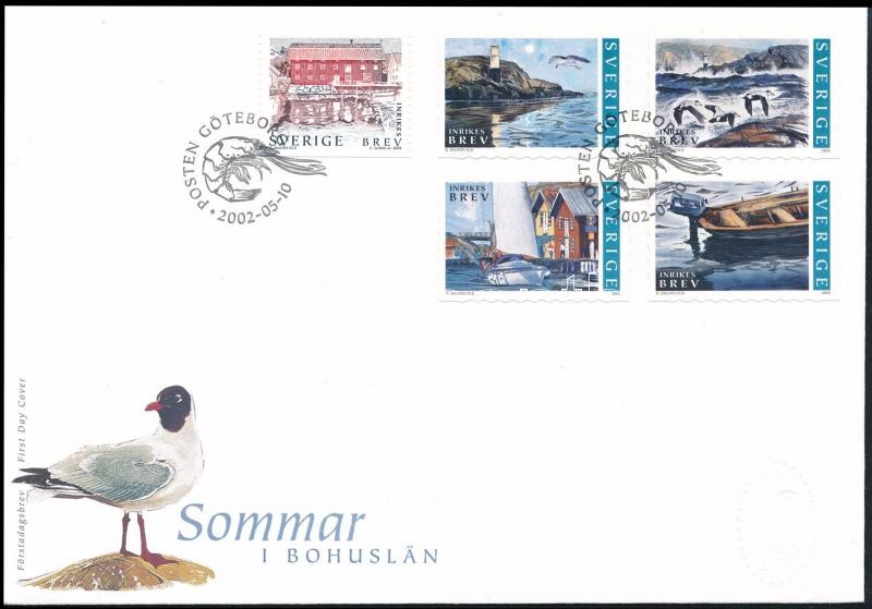 Summer in the province of Bohuslän, self-adhesive stamps on FDC, Nyár Bohuslän tartományban, öntapados bélyegek FDC-n