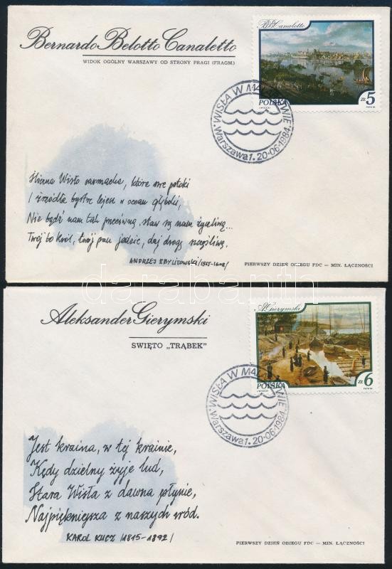 Painting set on 4 FDC, Festmény sor 4 db FDC-n