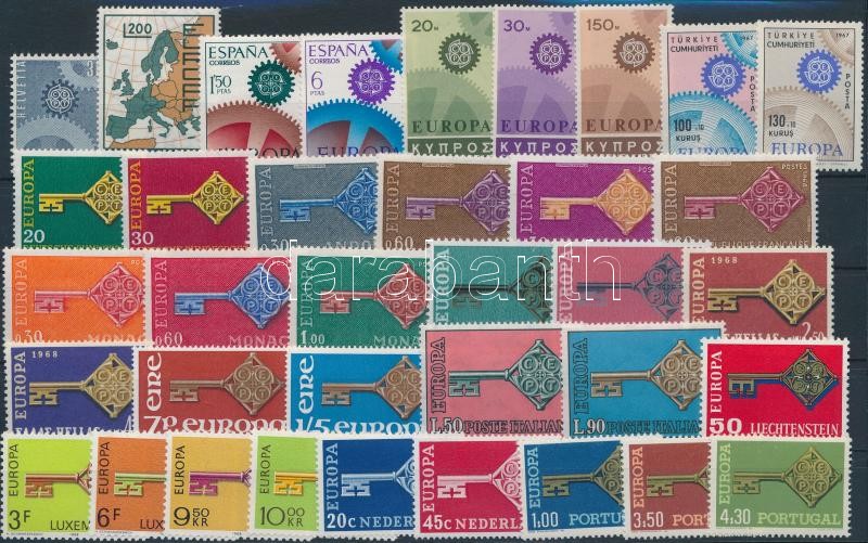 Europa CEPT 1967-1968 15 sets + 3 stamps, Europa CEPT motívum 1967-1968 15 klf sor + 3 klf önálló érték