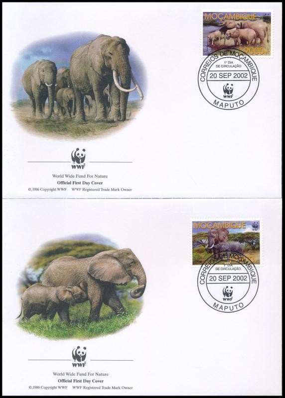 WWF African elephant set 4 FDC, WWF Afrikai elefánt sor 4 FDC-n