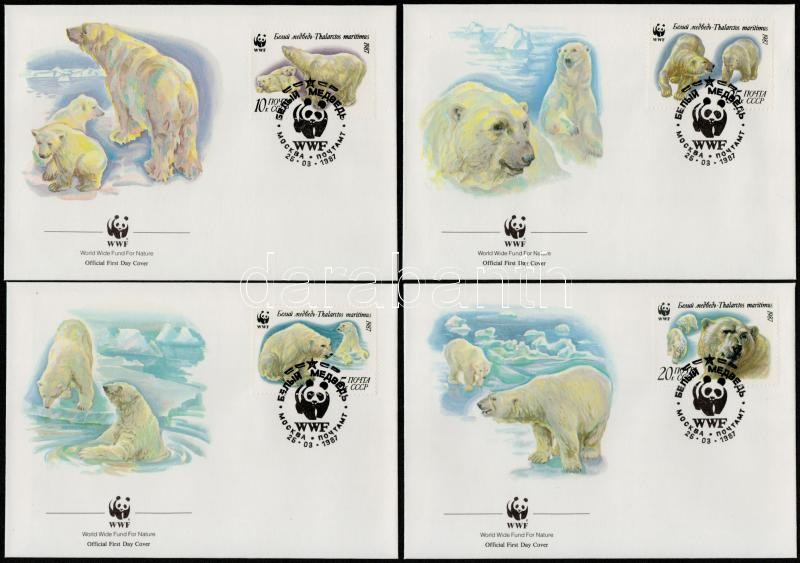 WWF: Jegesmedvék sor  + 4 FDC, WWF: polar bears set + 4 FDC