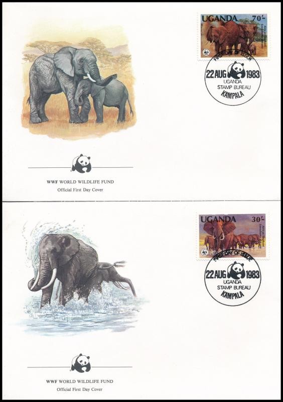 WWF: Afrikai elefánt sor 4 FDC-n, WWF African elephant set 4 FDC
