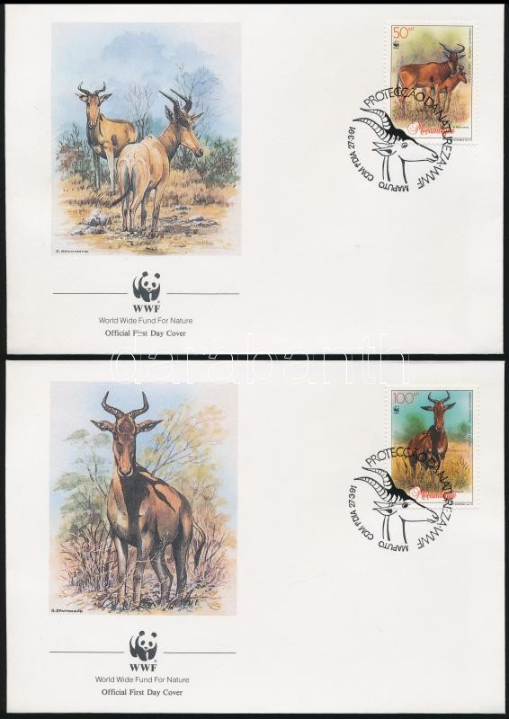 WWF: Antelope set on 4 FDC, WWF: Antilopok sor  4 db FDC-n