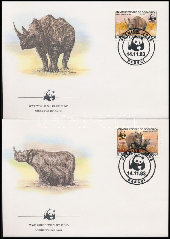 WWF: Keskenyszájú orrszarvú sor + FDC-n, WWF Rhinoceros noir set + FDC