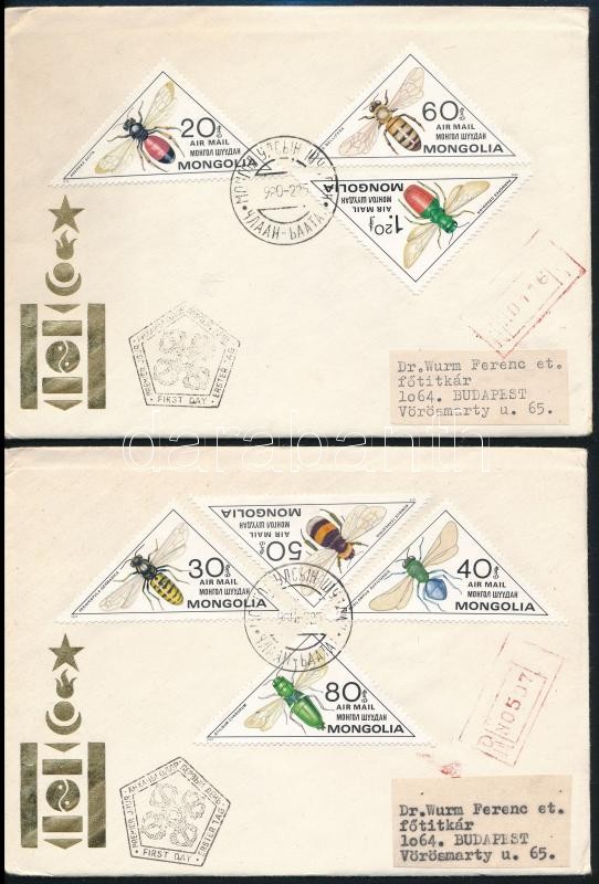 Insects set on 2 FDCs, Rovar sor 2 db FDC-n
