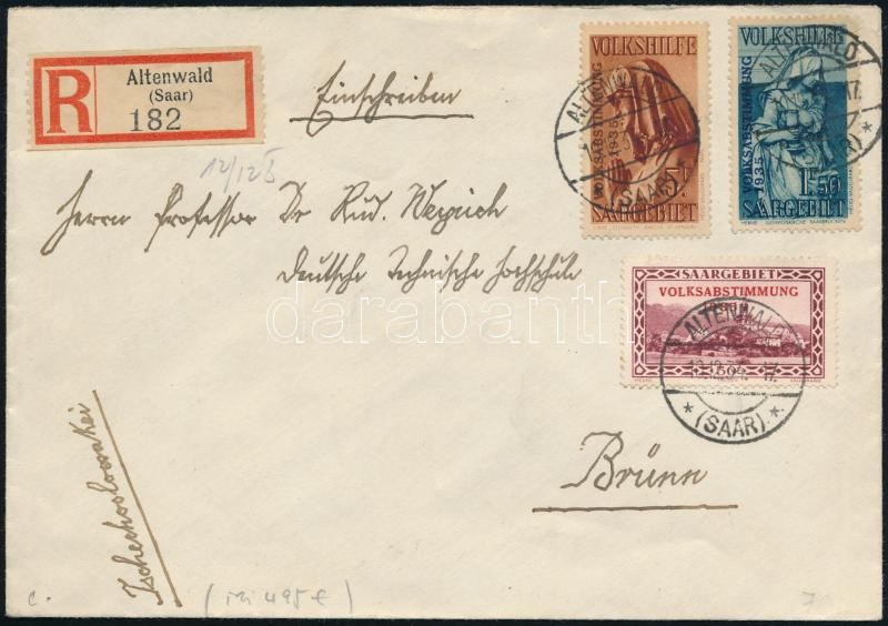Ajánlott levél Csehszlovákiába, Registered cover to Czechoslovakia