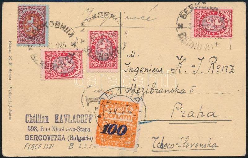 Postcard to Prague with postage due, Képeslap Prágába, portózva