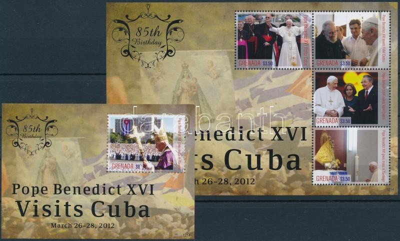 Pope Benedict XVI.'s visit to Cuba mini sheet + block, XVI. Benedek pápa kubai látogatása kisív + blokk