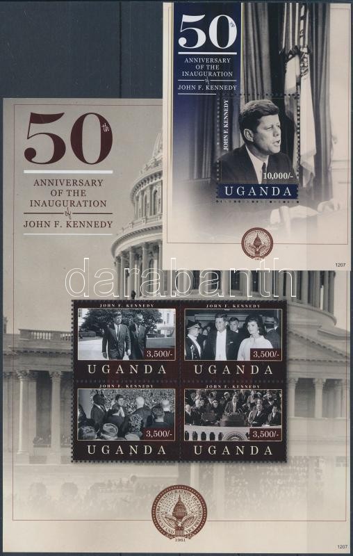 50th anniversary of the Inauguration of John F. Kennedy minisheet + block, John F. Kennedy beiktatásának 50. évfordulója kisív + blokk