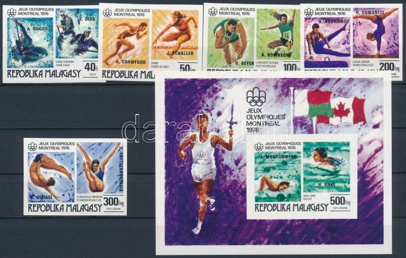 Olympic medalists imperforated set overprint + imperforated  block, Olimpiai érmesek vágott sor felülnyomással + vágott blokk