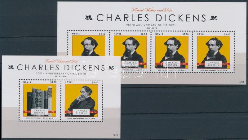 Charles Dickens minisheet + block, 200 éve született Charles Dickens kisív + blokk