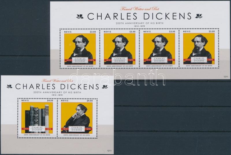 200 éve született Charles Dickens kisív + blokk, Charles Dickens mini sheet + block