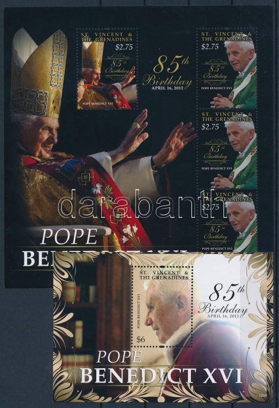 XVI. Benedek pápa kisív  + blokk, Pope Benedict XVI minisheet + block