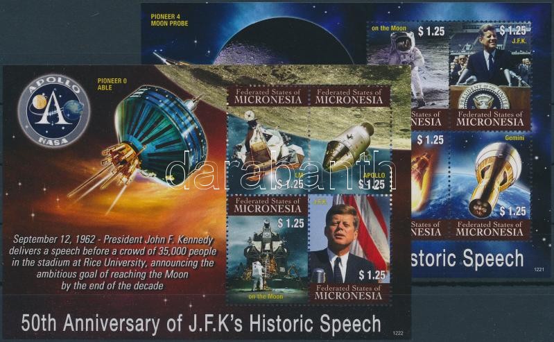 Évfordulók, Kennedy, űrutazás kisívsor, Anniversaries, Kennedy, Space Travel mini sheet set