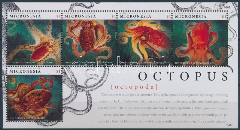 Octopus minisheet, Tengeri állat, polip kisív