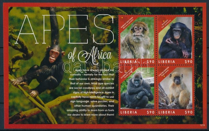 Majmok kisív, Apes of Africa minisheet
