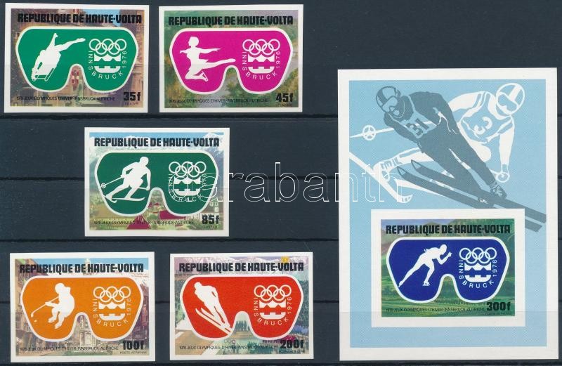 Winter Olympics, Innsbruck imperforated set + block, Téli Olimpia, Innsbruck vágott sor + vágott blokk