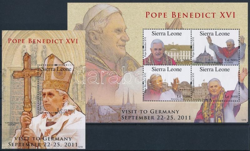 XVI. Benedek pápa kisív  + blokk, Pope Benedict XVI mini sheet + block