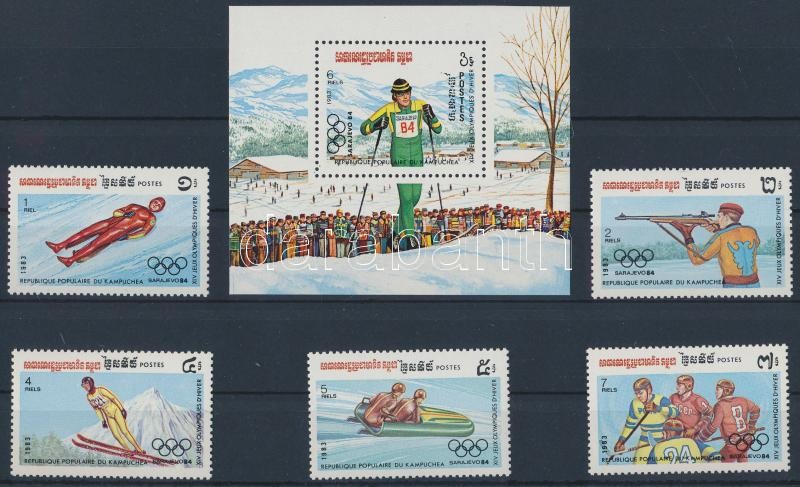Winter Olympics Sarajevo (I) set + block, Téli Olimpia, Szarajevó (I.) sor + blokk 132