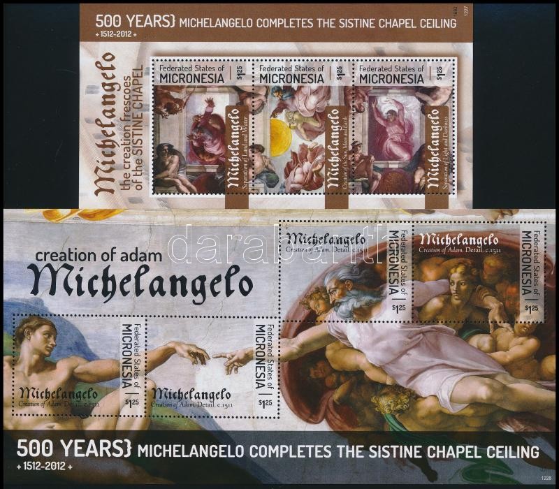 Michelangelo paintings mini sheet set, Michelangelo festmények kisívsor