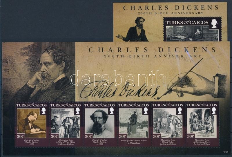 Charles Dickens minisheet + block, Charles Dickens kisív  + blokk