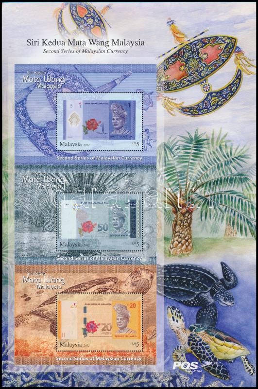 Bankjegyek, madarak, teknősök 2 klf 3 blokkot tartalmazó ív, Banknotes, birds, turtles 2 diff sheet with 3 block