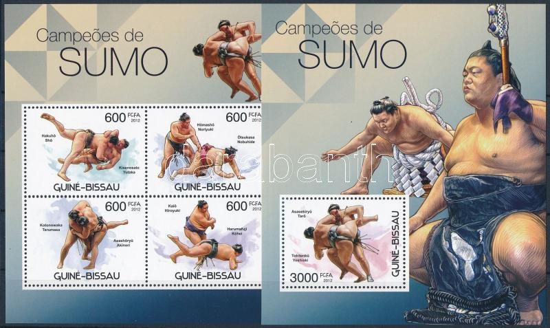 Sumo wrestlers mini sheet + block, Szumóbirkózók kisív + blokk