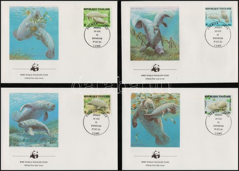 West Indian manatee set on 4 FDC, Lamantin sor 4 db FDC-n