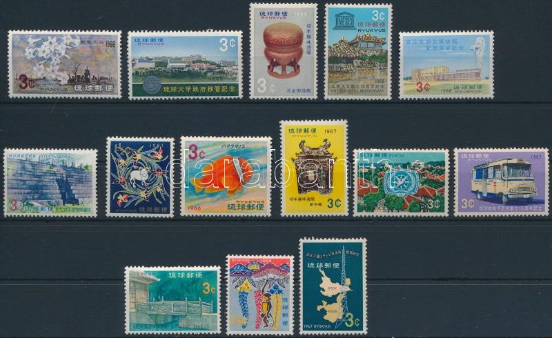 1966-1967 14 klf bélyeg, 1966-1967 14 diff stamps