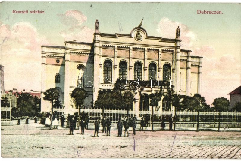 Debrecen, Nemzeti Színház. Horovitz Zsigmond kiadása (lyuk / hole)