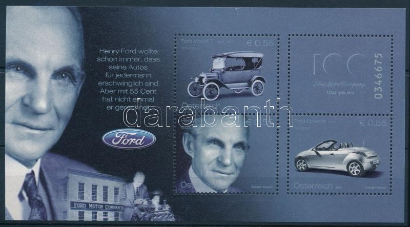 Centenary of Ford automobile block, A Ford automobil 100. évfordulója blokk