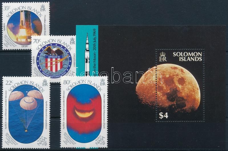 Moon Landing - Apollo 11 set + block, Holdraszállás - Apollo 11 sor  + blokk