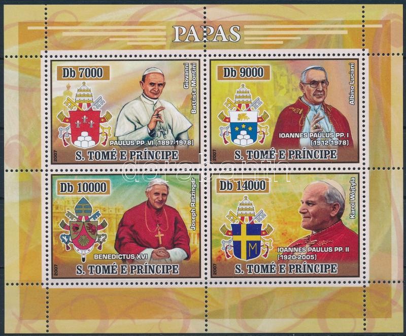 Pápák és címereik kisív, Popes and their coat-of-arms minisheet