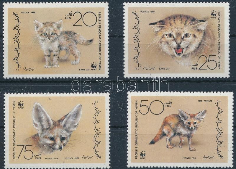 WWF Sand cat and desert fox, ;Jemeni Köztársaság;1989 WWF Homoki macska és sivatagi róka