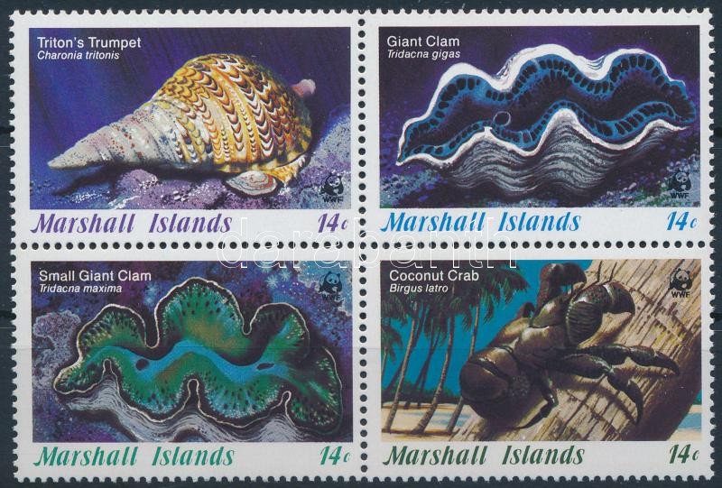 WWF: Sea snails and shellfish block of 4, WWF: Tengeri kagylók négyestömb