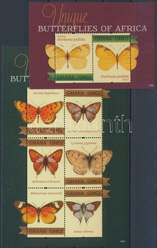 Butterflies minisheet + block, Afrikai lepkék kisív + blokk