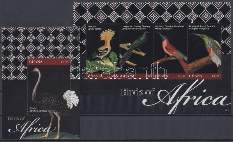 Afrikai madarak kisív + blokk, African birds minisheet + block